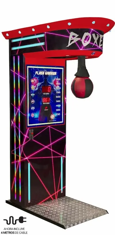 Boxer Flash roja – máquina de boxeo arcade con luces LED