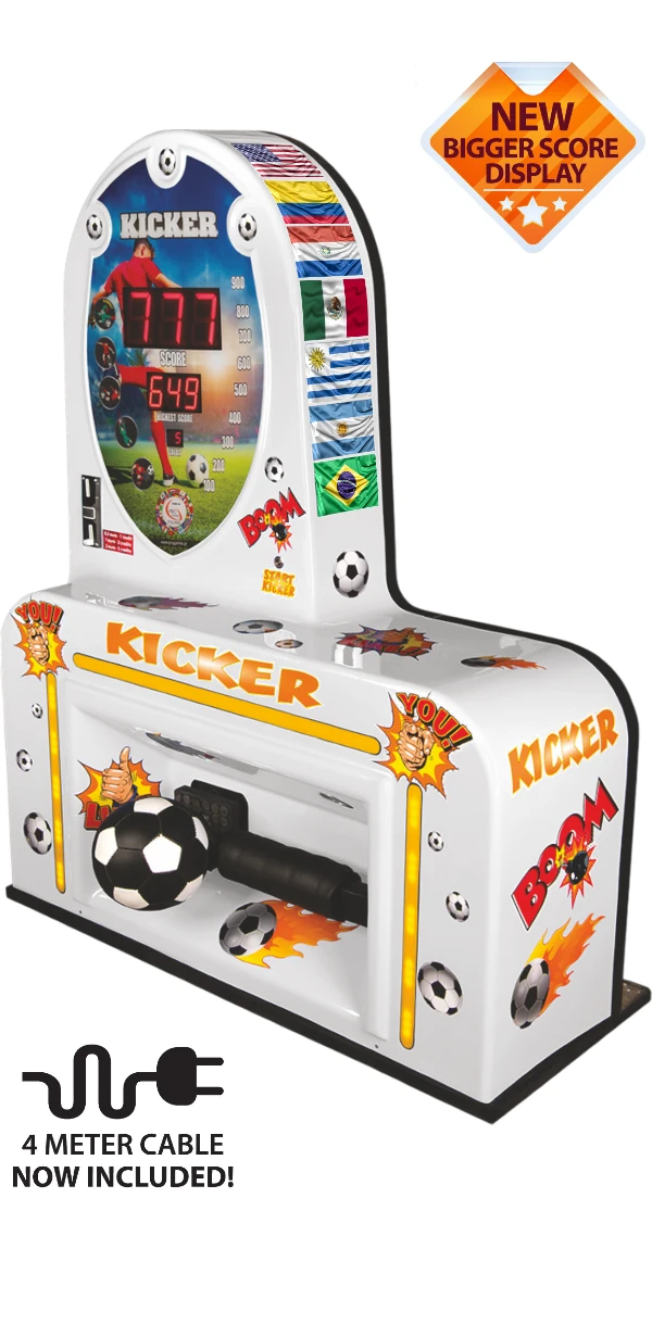 Kicker Machine white cabinet – kicking strength arcade game