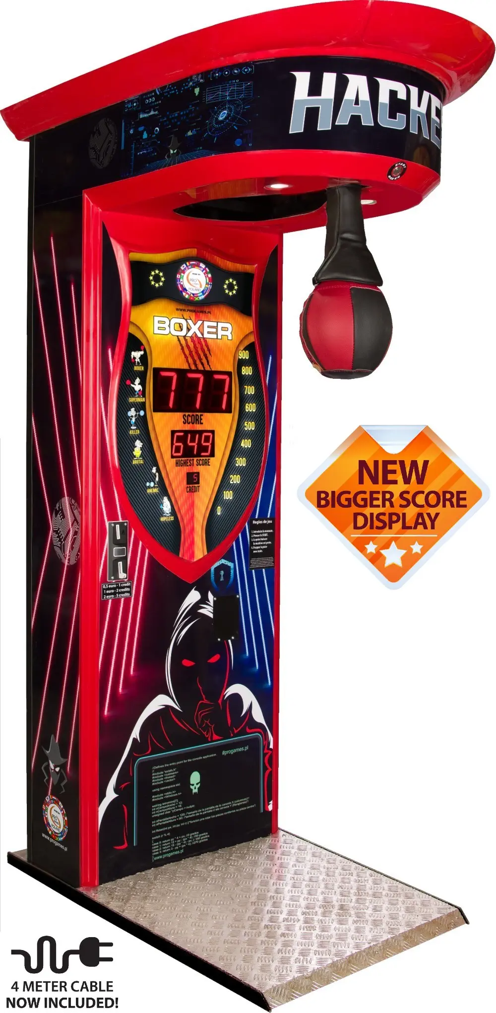European quality arcade boxing machine dimensions and specifications