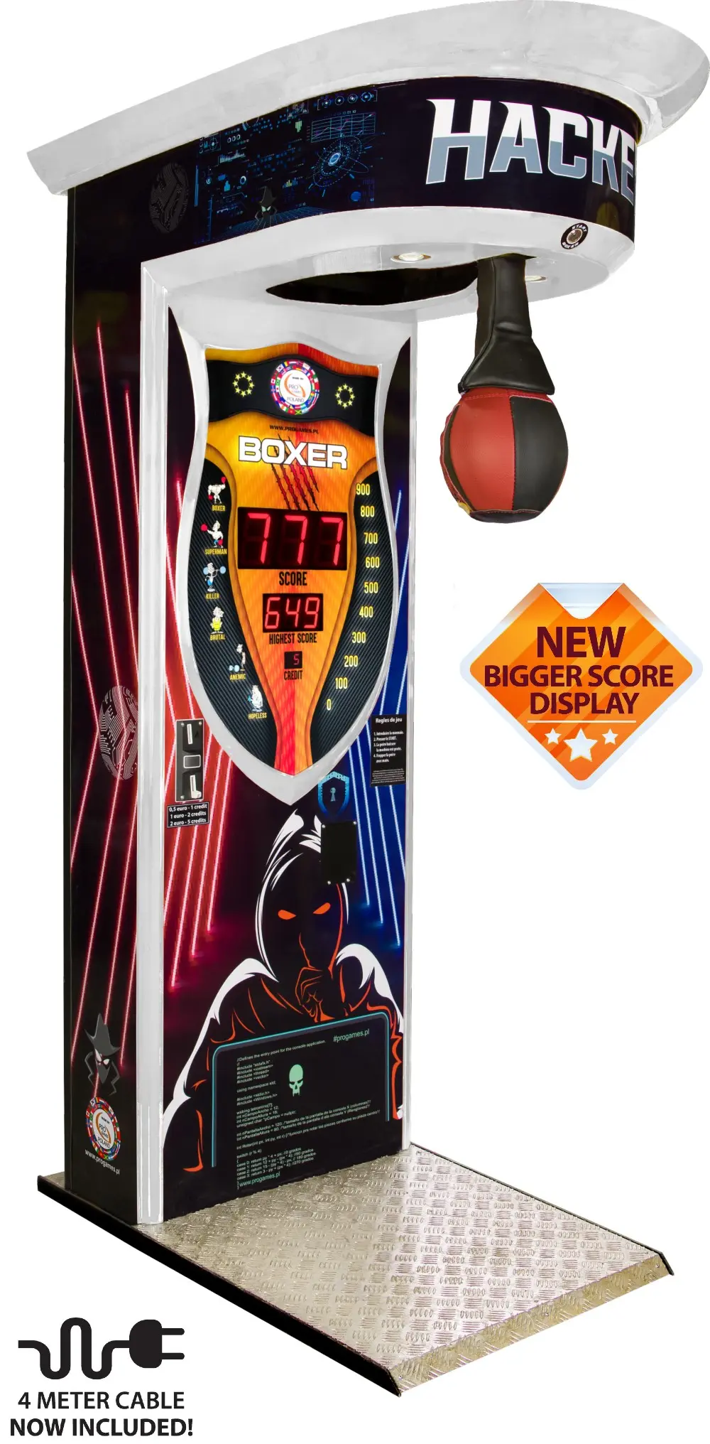 European quality arcade boxing machine dimensions and specifications