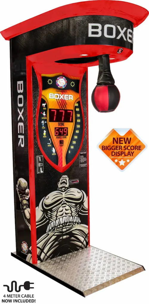 Red high-gloss model of the coin operated arcade boxing machine for bar and entertainment venues