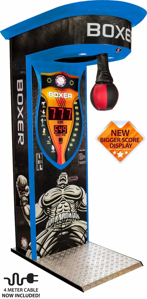 Blue model variation of the coin operated boxing machine perfect for custom branding