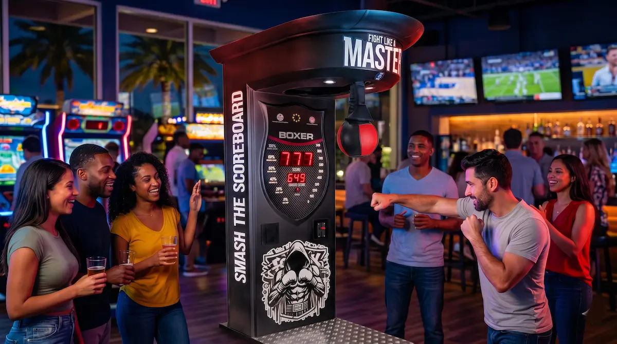 Máquina de boxeo profesional de alta resistencia diseñada para maximizar la rentabilidad de fuerza arcade en locales comerciales