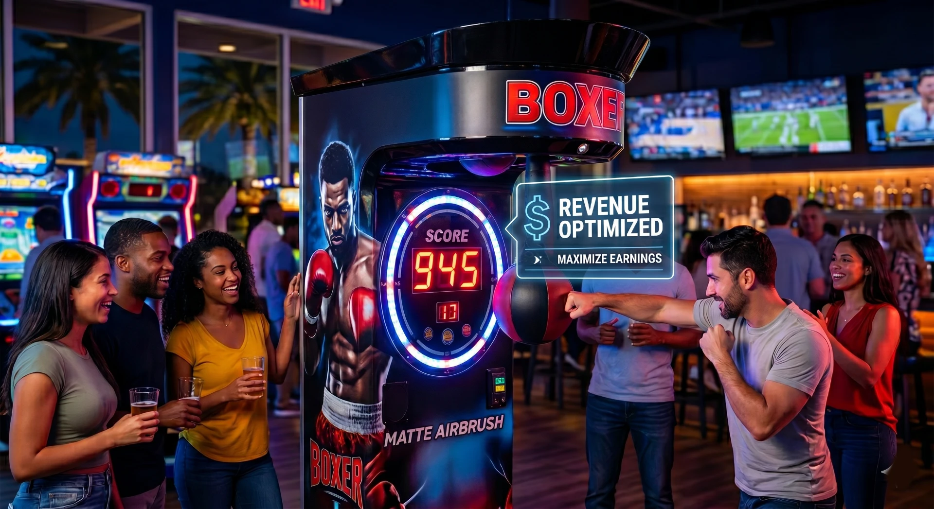 High-performance boxing machine designed to maximize arcade punch machine revenue in commercial venues