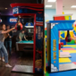 Máquinas arcade para negocios de entretenimiento – máquina de boxeo en un bar deportivo junto a una máquina boxer para niños en un centro de entretenimiento familiar